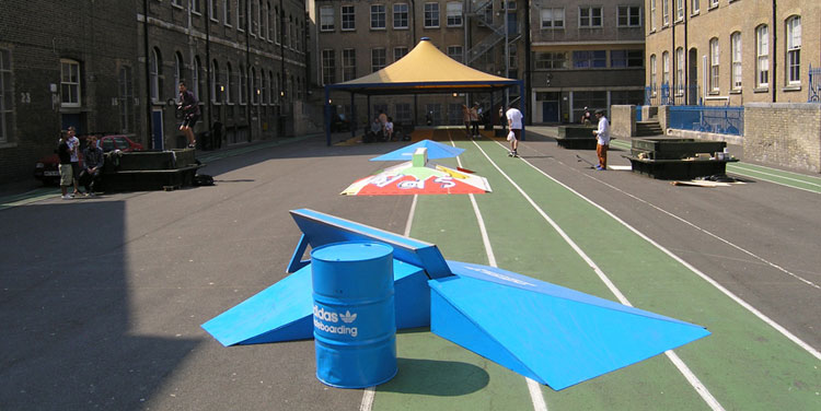 Adidas the Obstacle. Skateboarding event ramp build construction
